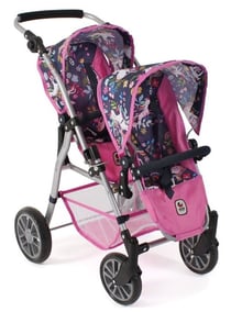 Poussette jumeaux twinny licornes poupées - bayer chic 2000 - 69143 - poussette double