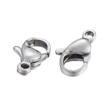 5 Fermoirs mousquetons acier inoxydable 304 argenté 12 x 7 mm - creation bijoux perles