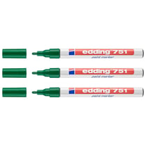 Lot de 3 marqueurs peinture EDDING 751 vert corps aluminium pointe ronde 1-2 mm