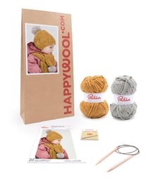 Kit Tricot Bonnet Echarpe Laine Tiffany MIEL 12M