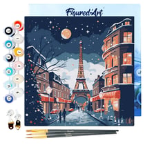 Mini Peinture par Numéro Figured'Art 20x20cm avec cadre Noël à Paris - Petit Format