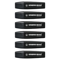Marqueur permanent pointe biseautée - STABILO - Noir - BOSS ORIGINAL - Lot de 6