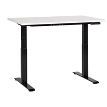 Bureau Électrique Réglable Plateau Blanc et Structure Acier Noir 120 x 72 cm Hauteur Ajustable Assis Debout Pieds Carrés Design Moderne