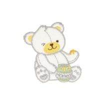 Ecusson thermocollant Peluche ourson blanc 6,5x6,5cm