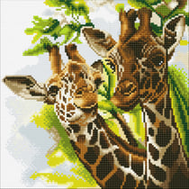CRYSTAL ART Kit tableau broderie diamant 30x30cm Girafes