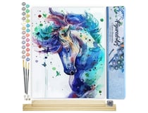 Peinture par Numéro Figured'Art - Cheval coloré - Kit de Loisir Créatif DIY Numéro d'Art Complet - 40x50cm toile roulée + châssis en bois à monter