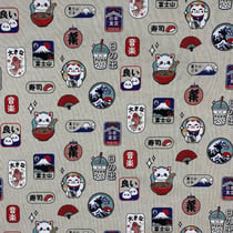 Tissu Toile de Coton Nippon sur fond Naturel