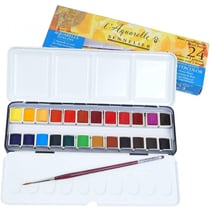 Boîte En Métal De 24 1/2 Godets - Peinture Aquarelle Extra-Fine - Sennelier