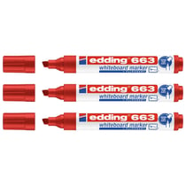 Lot de 3 marqueurs effaçables pour tableaux blancs - EDDING - Rouge - Pointe biseautée 1-5 mm
