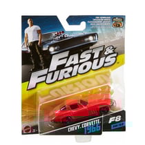 Fast et furious : chevy corvette 1966 - vehicule miniature rouge - voiture - mattel fcn87