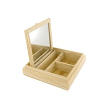 Coffret en bois avec miroir 20 x 20 x 5 cm