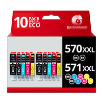 570 571XL - Pack 10 cartouches Canon 570/571 XL compatibles Pixma MG5753 MG6850 - 123CONSOMMABLES