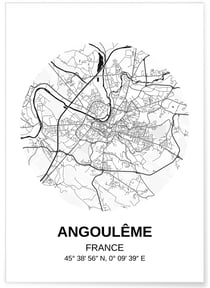 Affiche Carte Angoulême | A3 : 29,7x42cm