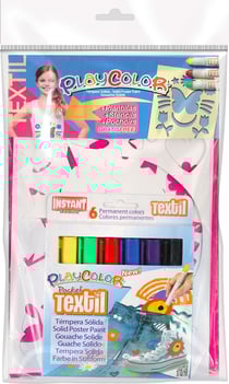 Gouache pour textile Playcolor 6 pcs + Pochoirs Fille