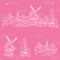 Pochoir plastique souple réutilisable 30 x 30 cm Fabrika Decoru MOULIN 040