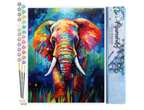 Peinture par Numéro Figured'Art - Éléphant Coloré Abstrait - Kit de Loisir Créatif DIY Numéro d'Art Complet - 40x50cm sans châssis en bois