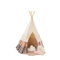 Tente TIpi avec franges et tapis Powder Frills - Beige, Rose, Gris