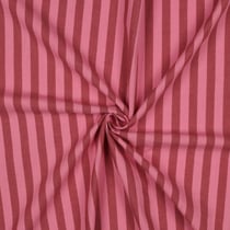 Tissu Popeline de Coton Rayures Roses sur fond Rouge foncé