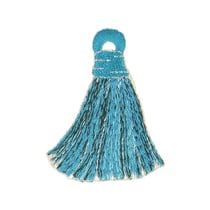 Lot de 3 écussons thermocollants Pompons bleu/jaune 4,5x5,5cm
