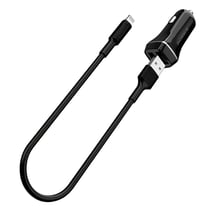 Borofone Chargeur de Voiture 2 Ports USB avec Câble Lightning en Polycarbonate Durable Noir
