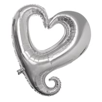 Ballon Coeur, Silhouette, 91cm 1pce. , argent