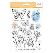 Transfert textile thermocollant A5 - fleurs et papillons