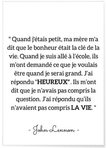Affiche J.Lennon : 'Ils n'avaient pas compris la vie' | A3 : 29,7x42cm
