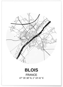 Affiche Carte Blois | A3 : 29,7x42cm