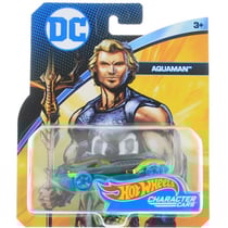 Hot wheels : voiture aquaman 1:64 - véhicule miniature or et bleue - collection batman - mattel dxm53