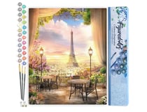 Peinture par Numéro Figured'Art - Paysage romantique de Paris - Kit de Loisir Créatif DIY Numéro d'Art Complet - 40x50cm sans châssis en bois