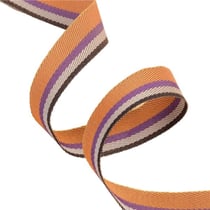 Bobine 25m sergé à rayures / stripes jaune orange 15mm