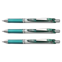 Lot de 3 Stylos roller encre gel rétractable Pentel EnergEL BL77 Pointe 0,7 mm Turquoise