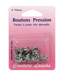 Boutons pression blanc diam. 11 mm X 6 - Distrifil Blanc