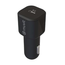 Muvit Chargeur Voiture USB-C PD 20W 3A et Câble USB-C vers USB-C 1,2m Noir