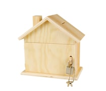 Tirelire en bois forme maison avec cadenas 15 x 8 x 14,5 cm