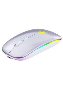 Souris Sans Fil Lumineuse Rechargeable 1600DPI Pour Ordinateur Portable Argent YONIS