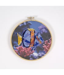 Kit point de croix Vie Marine - Poisson - DMC Bleu