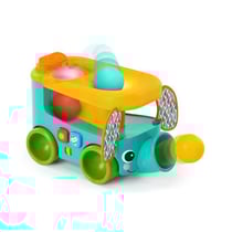 BRIGHT STARS Bus safari Elephant, lanceur et tobogan a balles a partir de 6 mois, 3 balles inclus, lumiere, +30 chansons et mélodies