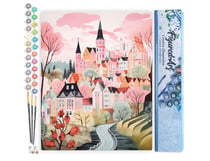 Peinture par Numéro Figured'Art - Village enchanté rose - Kit de Loisir Créatif DIY Numéro d'Art Complet - 40x50cm sans châssis en bois