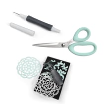 Kit de 3 outils de découpe - Ciseaux, poinçon et brosse - Sizzix