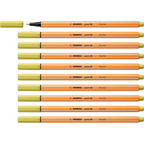 Lot de 10 stylos feutres d'écriture pointe fine - STABILO - Jaune moutarde - Point 88