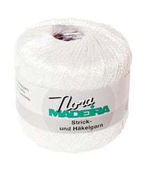 Fil à crocheter et à tricoter métallisé Nora Madeira - 25GR 300 Blanc