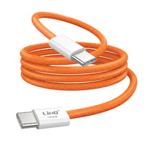 LinQ Câble USB-C vers USB-C PD 60W Charge Rapide 1m avec Éjecteur SIM Inclus Orange