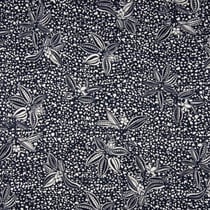 Tissu Jersey Viscose imprimé Pois rayures et fleurs sur fond Bleu marine