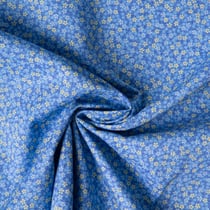 Tissu Batiste de Coton imprimé Fleuris sur fond Bleu roi