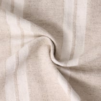 Tissu Polycoton aspect Lin Rama rayures blanches sur fond Beige