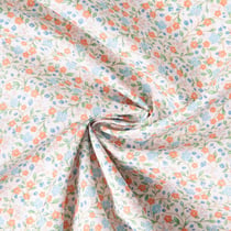 Tissu Batiste de Coton imprimé Fleuris sur fond Blanc