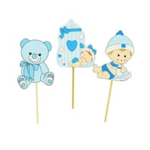 Cupcake Toppers Bébé garçon en bois (x3)