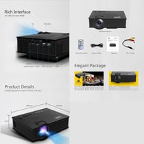 Projecteur HD LED 1024x600 Support 1080P HDMI USB SD VGA Home Cinéma Lumineux YONIS