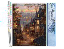 Peinture par Numéro Figured'Art - Rue d'Automne et vieille Ville - Kit de Loisir Créatif DIY Numéro d'Art Complet - 40x50cm sans châssis en bois